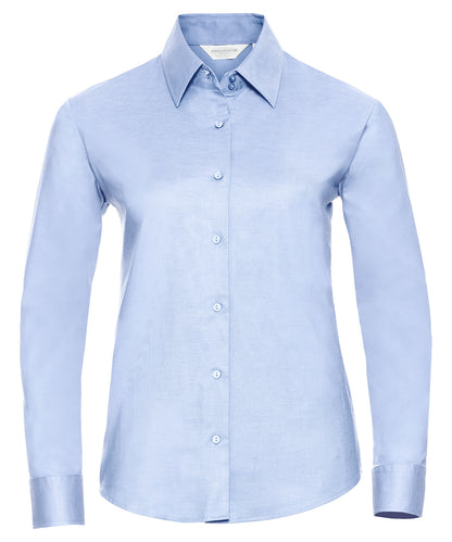Russell Athletic Collection J932F Women's long sleeve easycare Oxford shirt in Oxford Blue