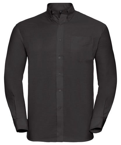 Russell Athletic Collection J932M Long sleeve easycare Oxford shirt in Black