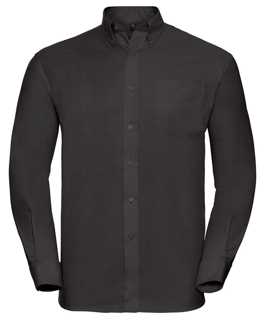 Russell Athletic Collection J932M Long sleeve easycare Oxford shirt in Black