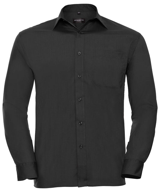 Russell Athletic Collection J934M Long sleeve polycotton easycare poplin shirt in Black