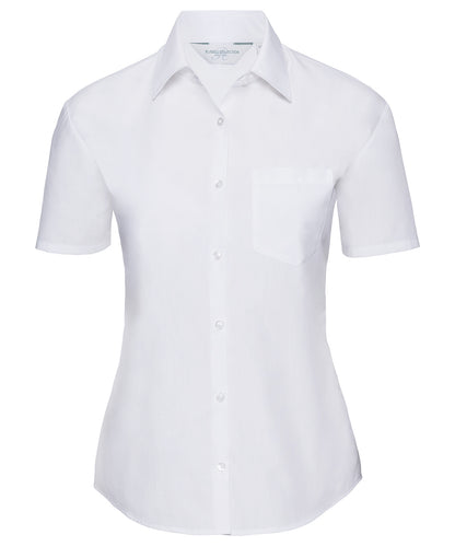 Russell Athletic Collection J935F Women's short sleeve polycotton easycare poplin shirt in White