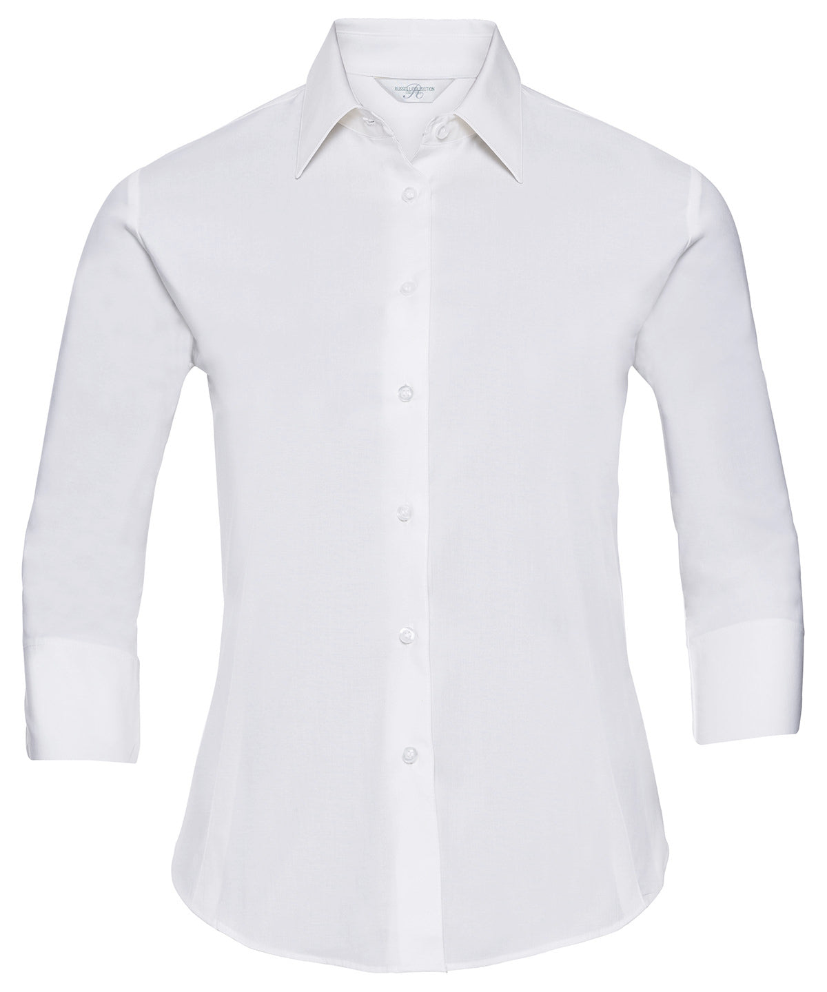 Russell Athletic Collection J946F Women's ¾ sleeve easycare fitted shirt in White