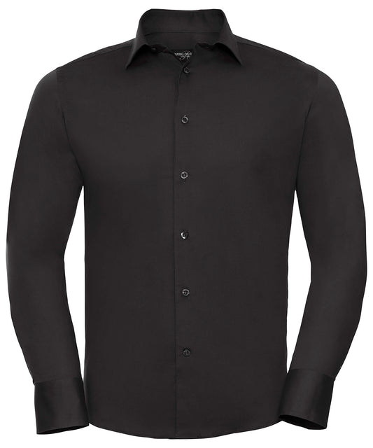 Russell Athletic Collection J946M Long sleeve easycare fitted shirt in Black