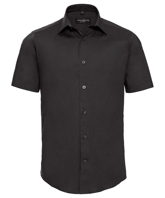 Russell Athletic Collection J947M Short sleeve easycare fitted shirt in Black