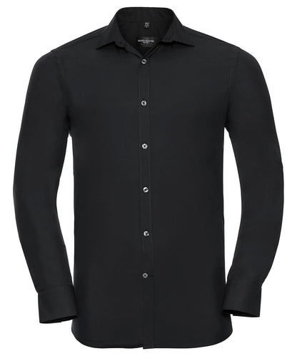 Russell Athletic Collection J960M Long sleeve ultimate stretch shirt in Black