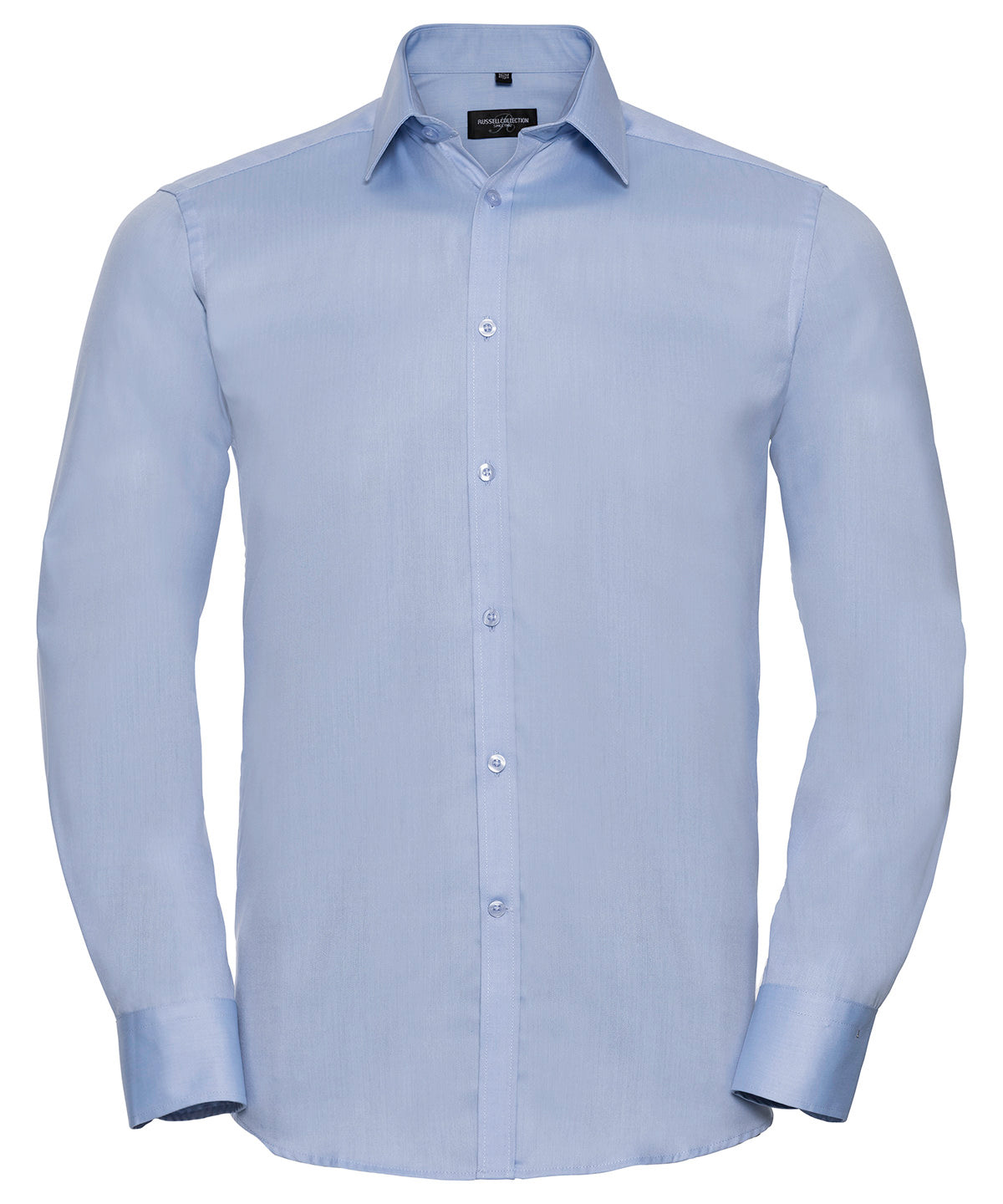 Russell Athletic Collection J962M Long sleeve herringbone shirt in Light Blue