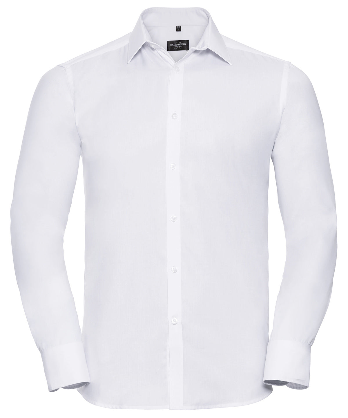 Russell Athletic Collection J962M Long sleeve herringbone shirt in White