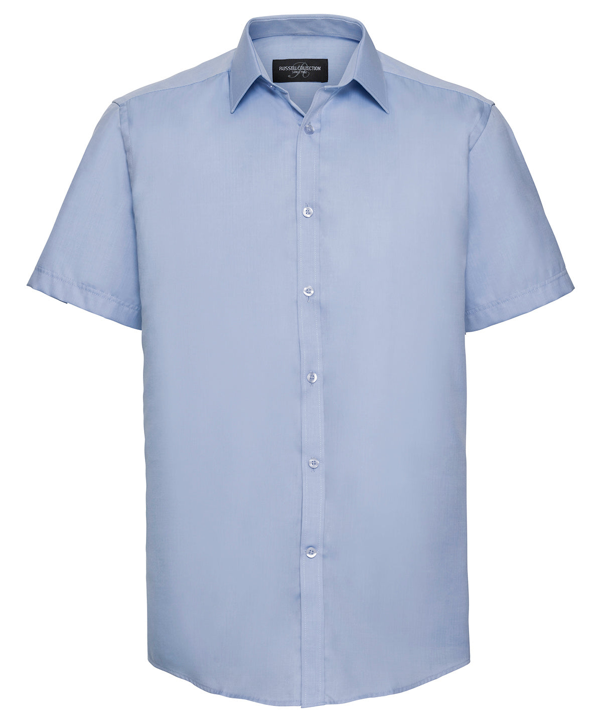 Russell Athletic Collection J963M Short sleeve herringbone shirt in Light Blue