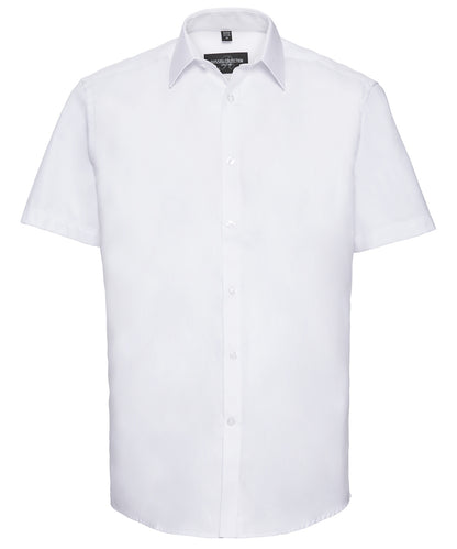Russell Athletic Collection J963M Short sleeve herringbone shirt in White
