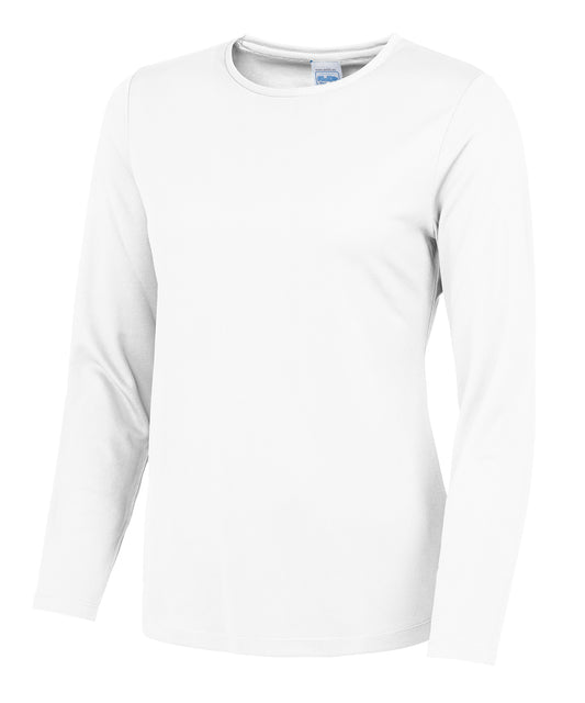 AWDis Just Cool JC012 Women's long sleeve cool T in Arctic White