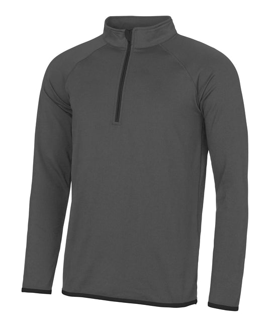 AWDis Just Cool JC031 Cool ½ zip sweatshirt in Charcoal/Jet Black