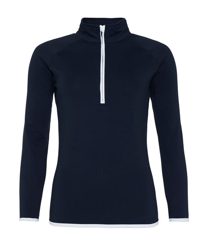 AWDis Just Cool JC036 Women's cool ½ zip sweatshirt in French Navy/Arctic White