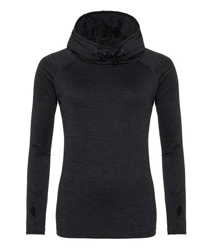 AWDis Just Cool JC038 Women's cool cowl neck top in Black Slate Melange