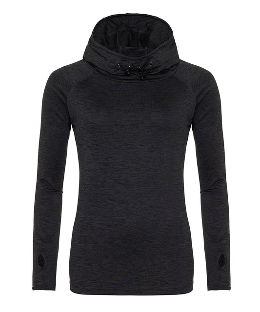 AWDis Just Cool JC038 Women's cool cowl neck top in Black Slate Melange