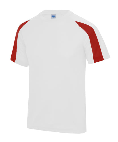 AWDis Just Cool JC03J Kids contrast cool T in Arctic White/Fire Red