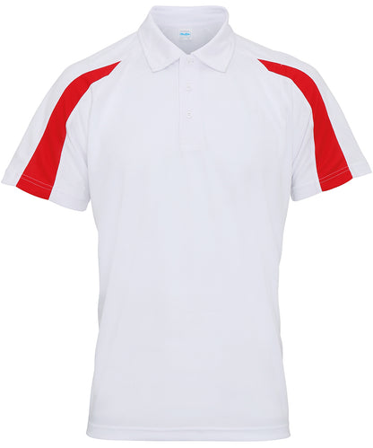 AWDis Just Cool JC043 Contrast cool polo in Arctic White/Fire Red