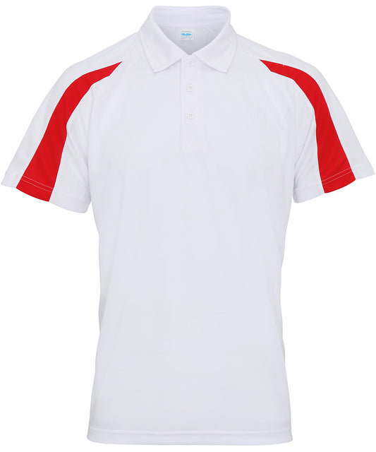 AWDis Just Cool JC043 Contrast cool polo in Arctic White/Fire Red