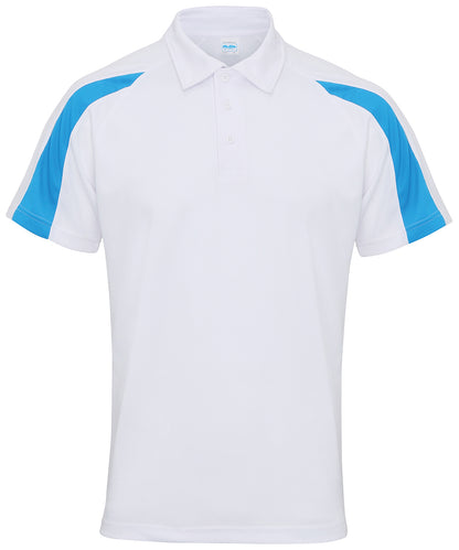 AWDis Just Cool JC043 Contrast cool polo in Arctic White/Sapphire Blue