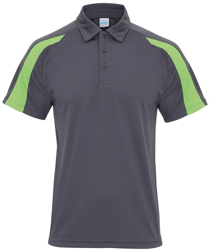 AWDis Just Cool JC043 Contrast cool polo in Charcoal/Lime Green