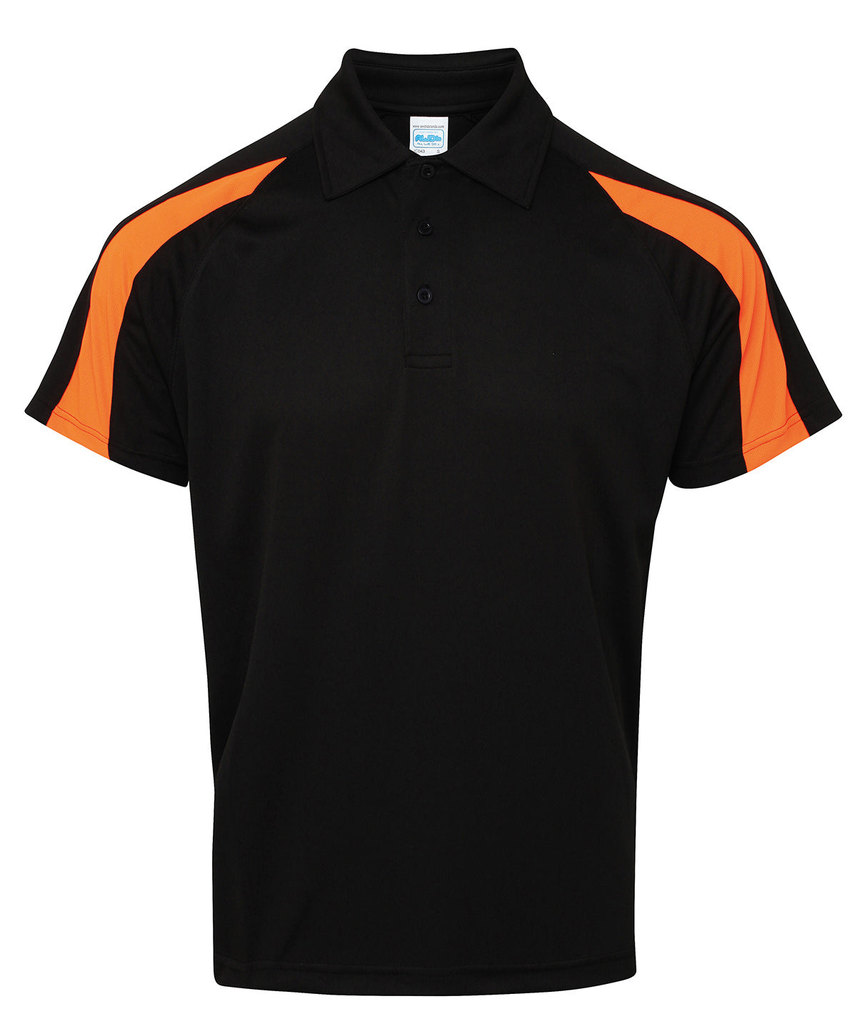 AWDis Just Cool JC043 Contrast cool polo in Jet Black/Electric Orange