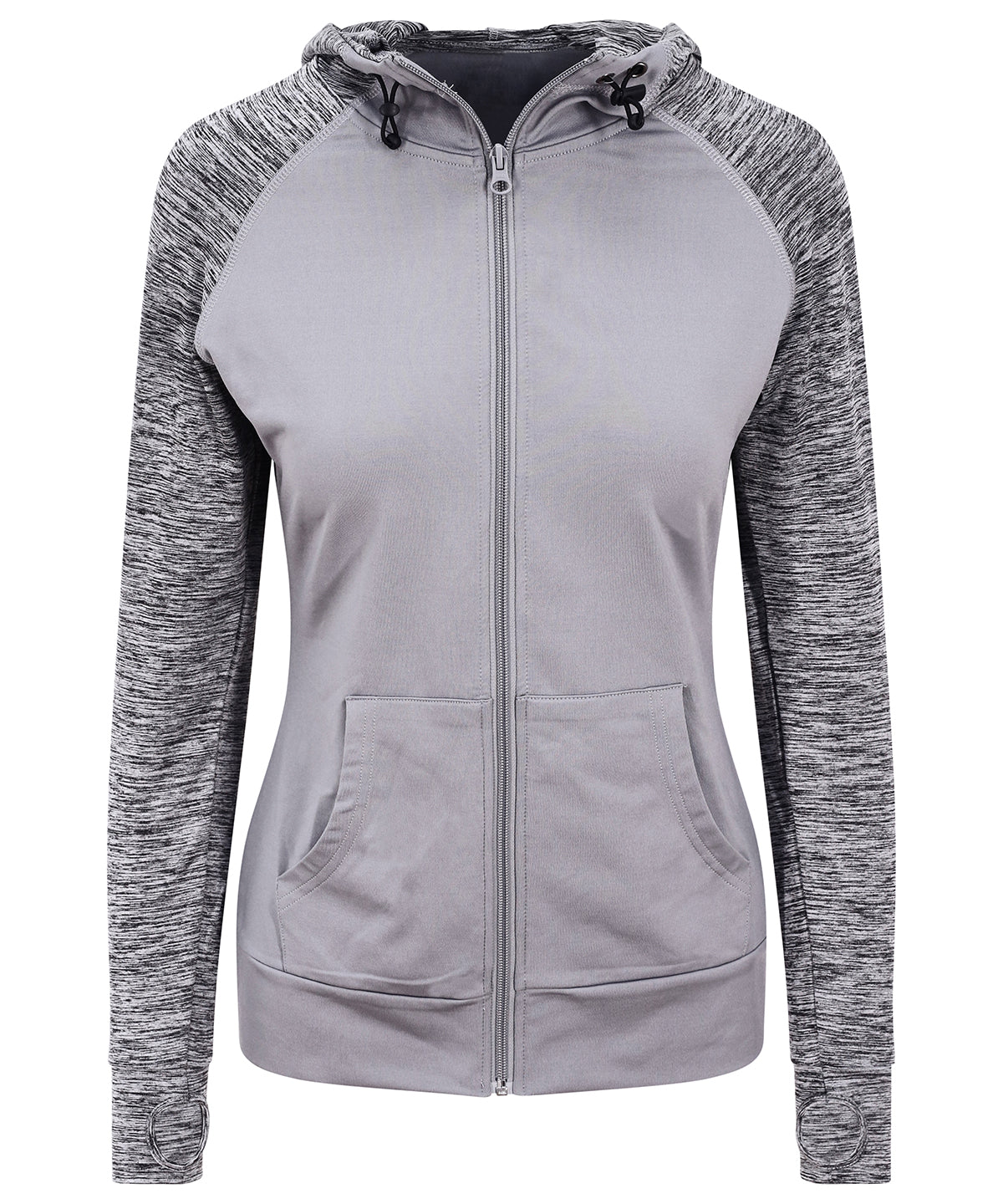 AWDis Just Cool JC058 Women's cool contrast zoodie in Grey/Grey Melange