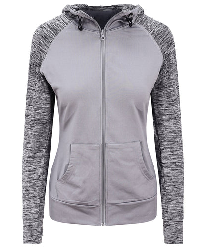 AWDis Just Cool JC058 Women's cool contrast zoodie in Grey/Grey Melange