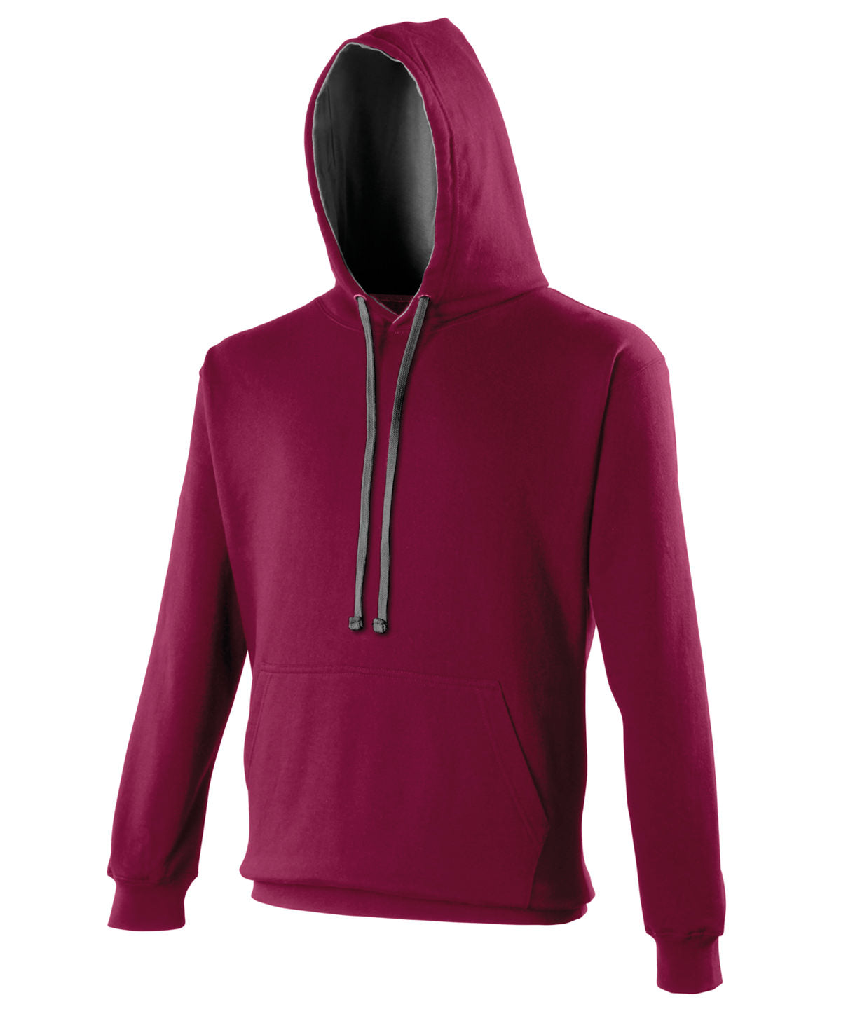 AWDis Just Hoods JH003 Varsity hoodie in Burgundy/Charcoal*†