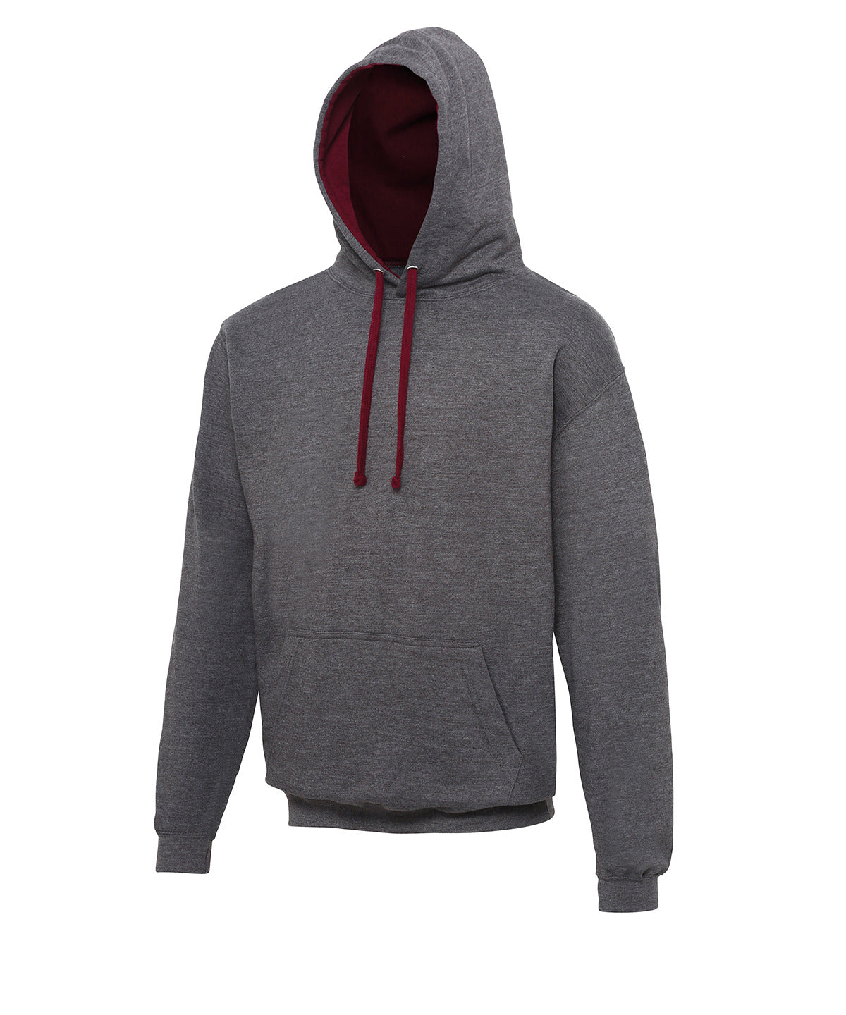 AWDis Just Hoods JH003 Varsity hoodie in Charcoal/Burgundy