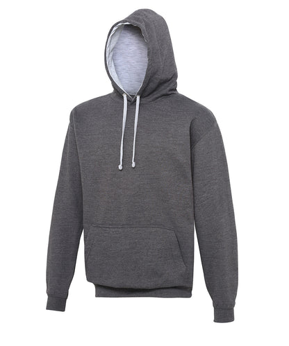AWDis Just Hoods JH003 Varsity hoodie in Charcoal/Heather Grey