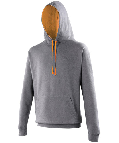 AWDis Just Hoods JH003 Varsity hoodie in Charcoal/Orange Crush