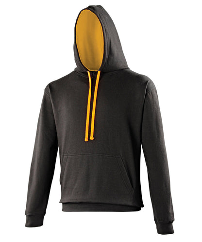 AWDis Just Hoods JH003 Varsity hoodie in Jet Black/Orange Crush*