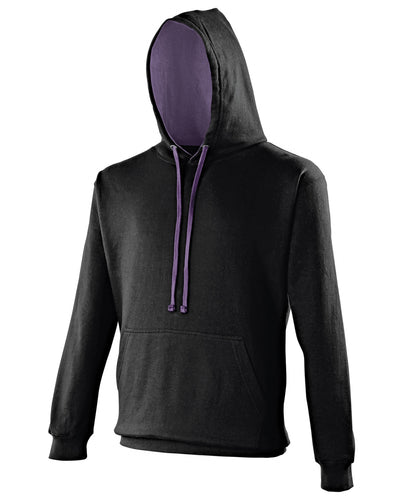 AWDis Just Hoods JH003 Varsity hoodie in Jet Black/Purple