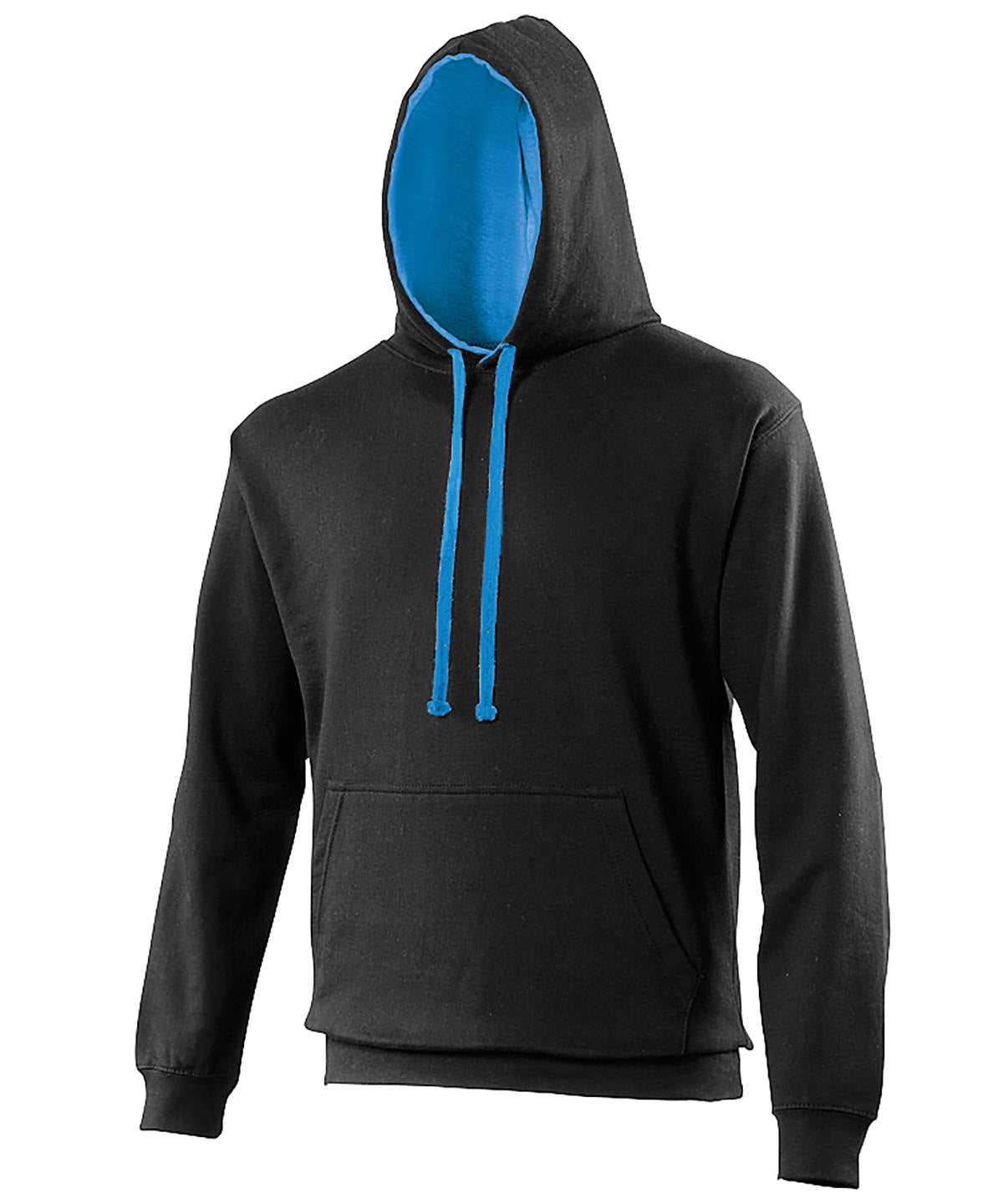 AWDis Just Hoods JH003 Varsity hoodie in Jet Black/Sapphire Blue*