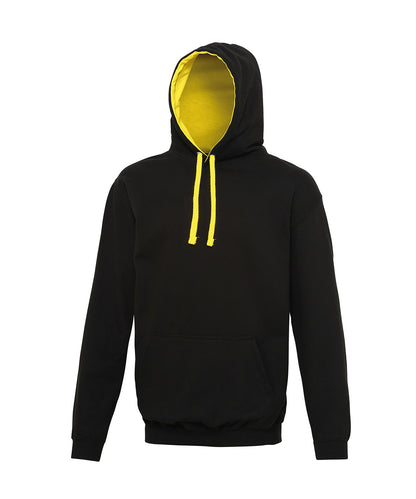 AWDis Just Hoods JH003 Varsity hoodie in Jet Black/Sun Yellow