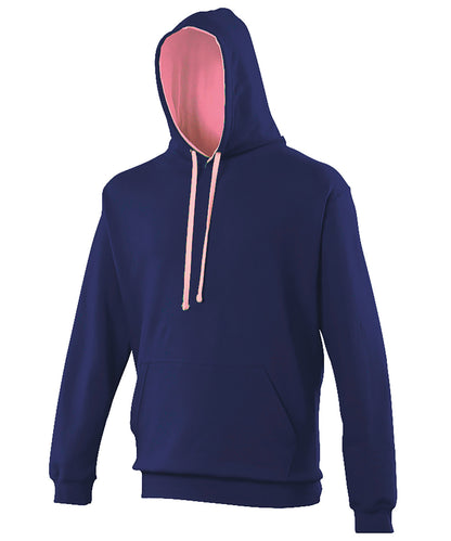 AWDis Just Hoods JH003 Varsity hoodie in Oxford Navy/Candyfloss Pink