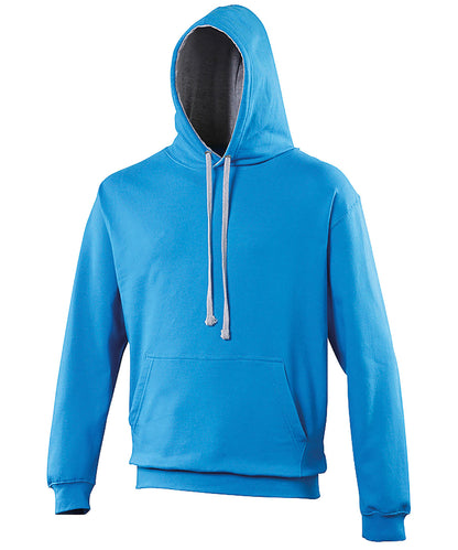 AWDis Just Hoods JH003 Varsity hoodie in Sapphire Blue/Heather Grey*