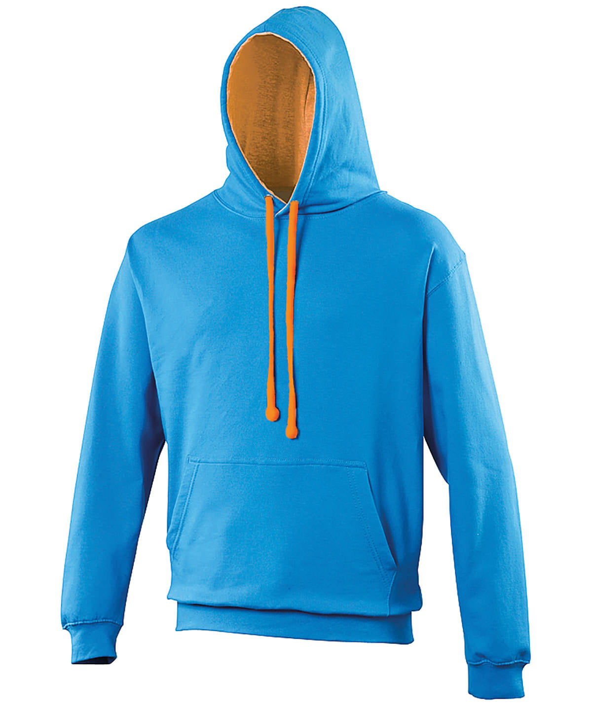 AWDis Just Hoods JH003 Varsity hoodie in Sapphire Blue/Orange Crush*