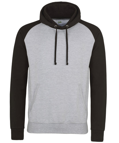 AWDis Just Hoods JH009 Baseball hoodie in Heather Grey/Jet Black