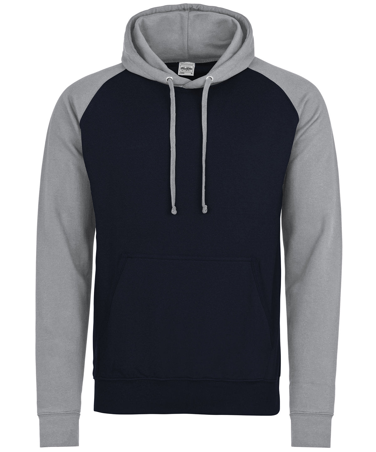 AWDis Just Hoods JH009 Baseball hoodie in Oxford Navy/Heather Grey