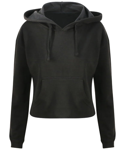 AWDis Just Hoods JH016 Women's cropped hoodie in Jet Black
