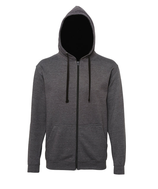 AWDis Just Hoods JH053 Varsity zoodie in Charcoal/Jet Black