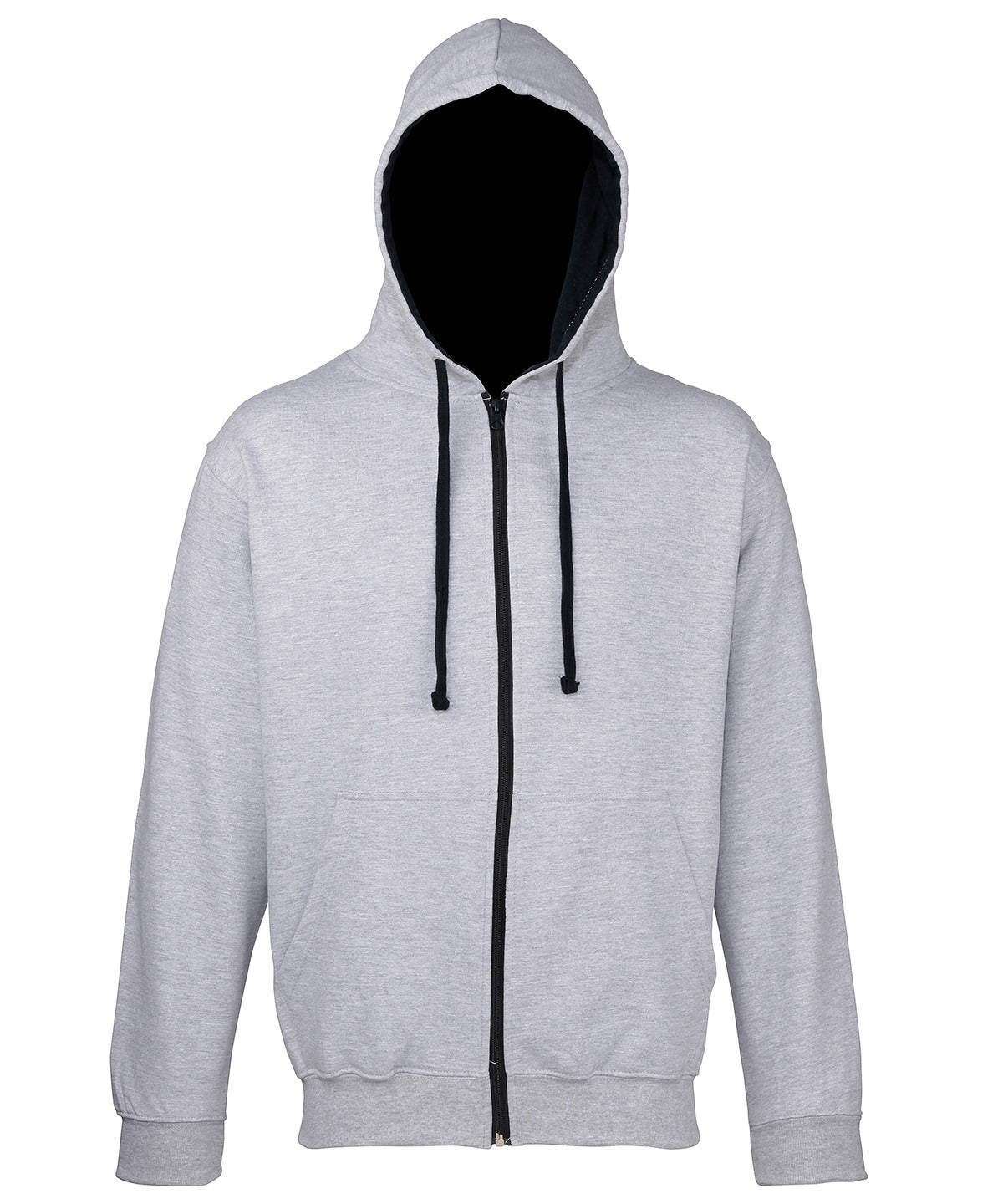 AWDis Just Hoods JH053 Varsity zoodie in Heather Grey/French Navy