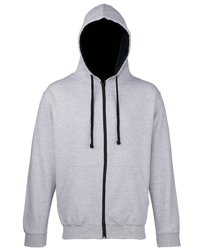 AWDis Just Hoods JH053 Varsity zoodie in Heather Grey/French Navy