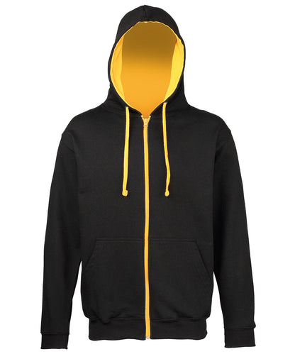 AWDis Just Hoods JH053 Varsity zoodie in Jet Black/Gold