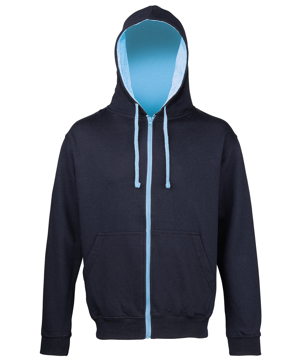 AWDis Just Hoods JH053 Varsity zoodie in New French Navy/Sky Blue
