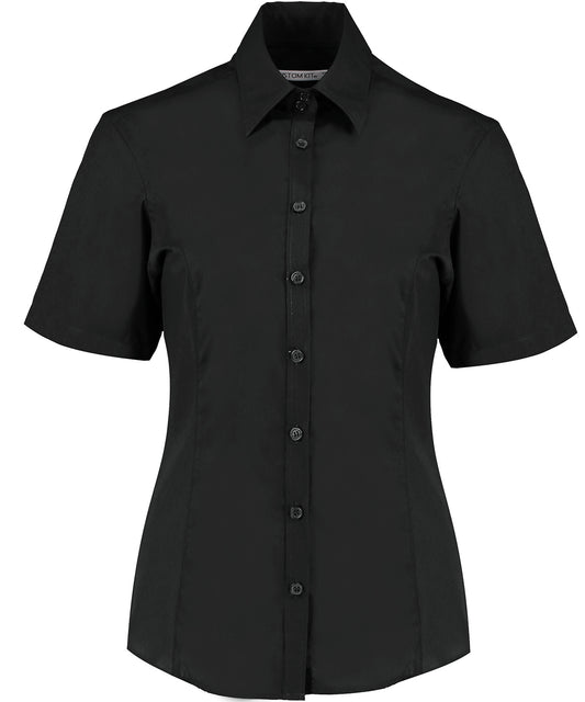 Kustom Kit K742F Business blouse short-sleeved (tailored fit) in Black*
