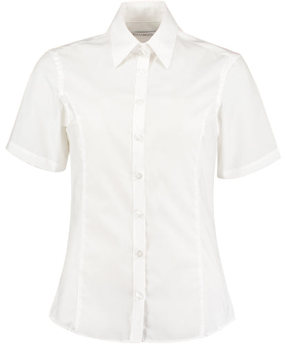 Kustom Kit K742F Business blouse short-sleeved (tailored fit) in White*