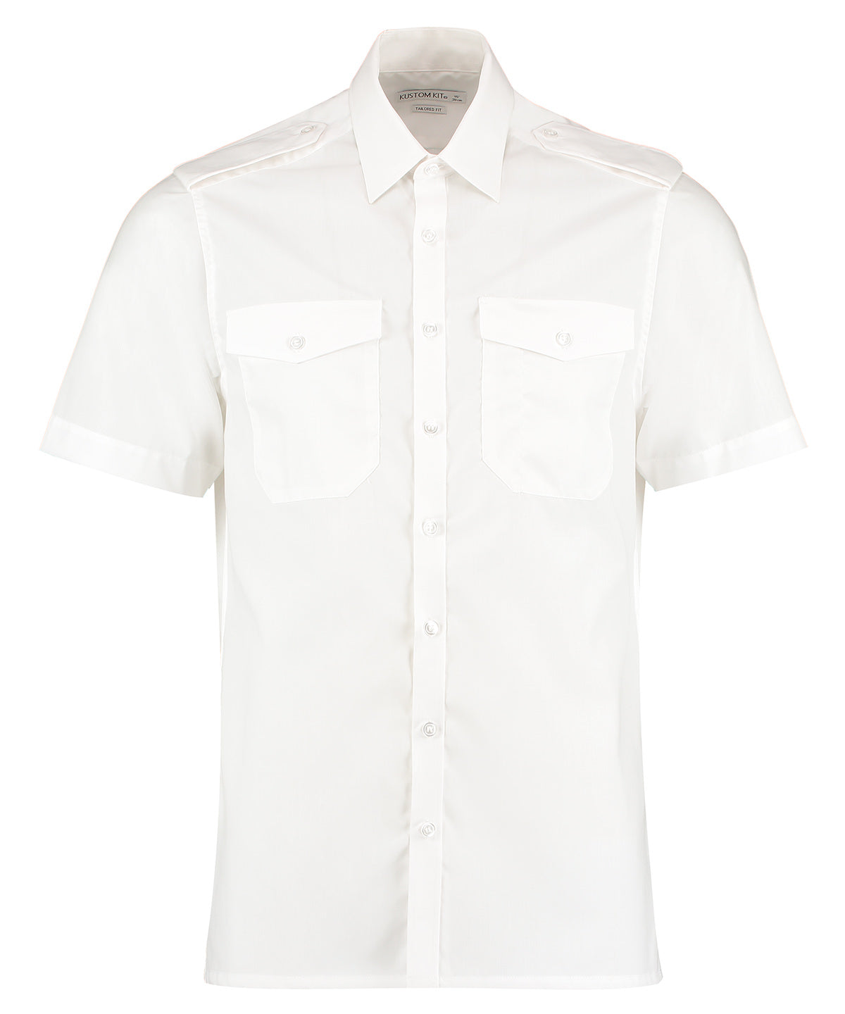 Kustom Kit KK133 Pilot shirt short-sleeved (tailored fit) in White