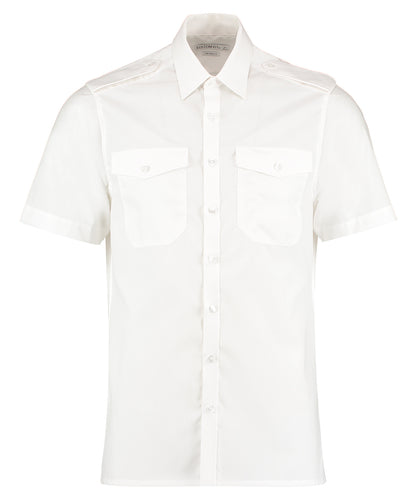 Kustom Kit KK133 Pilot shirt short-sleeved (tailored fit) in White