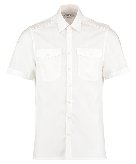 Kustom Kit KK133 Pilot shirt short-sleeved (tailored fit) in White